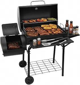 Realcook Charcoal Grill with Offset Smoker: Spacious Barrel Charcoal Grills