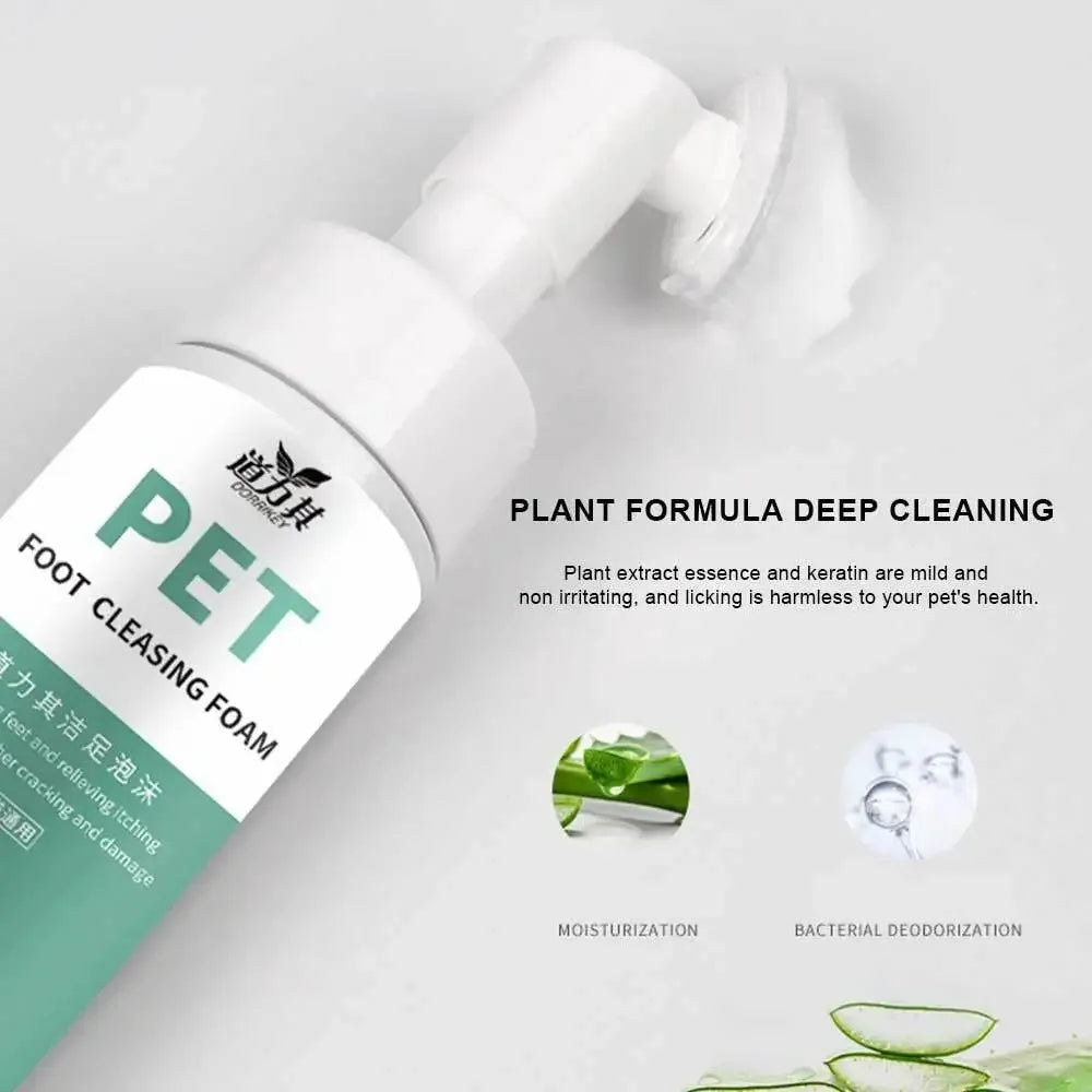 Pet Paw Cleaning Foam No-rinse Mild Gentle Foot Care Liquid for All Breeds Sizes Cats Dogs Daily Pet Grooming Supplies