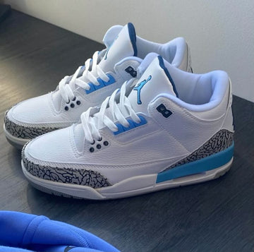 🏷️ Air Jordan 3 Retro UNC (White / Valor Blue)